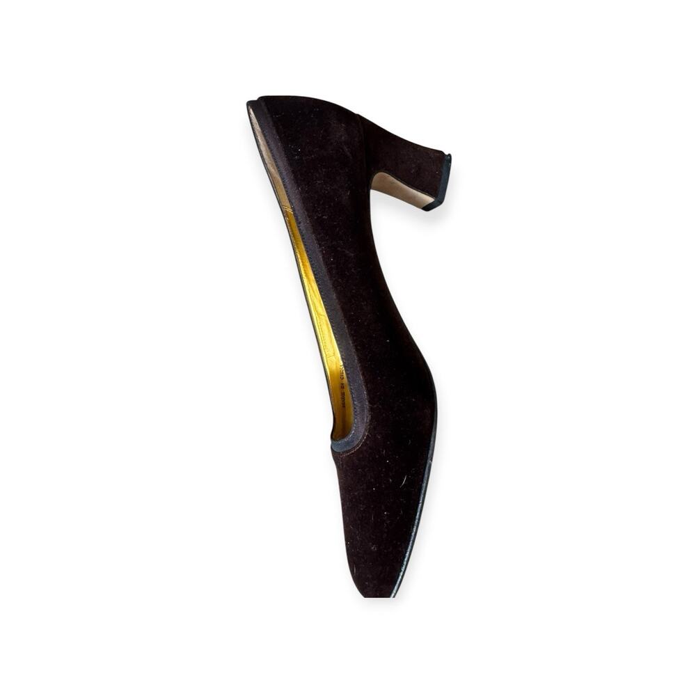 Vintage Y2k 90s Nina Pump Velvet Square Toe 7.5 Chocolate Brown Fall Wedding - Picture 2 of 15